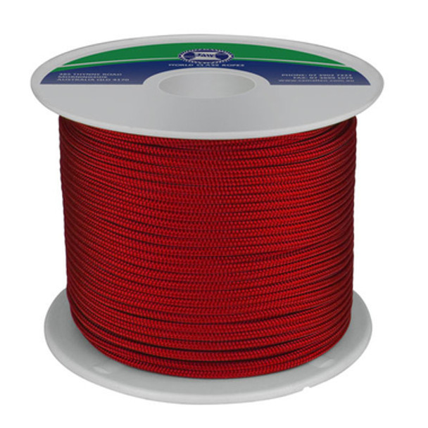 6mm x 200Mtr Polyester Double Braid Rope Red (Reel)