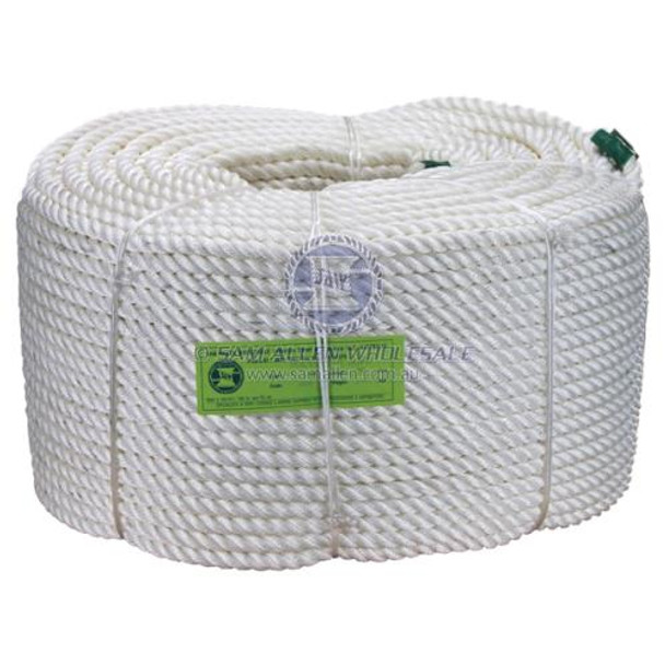 9mm x 250Mtr Polyester Rope - 3 Strand White (Coil)