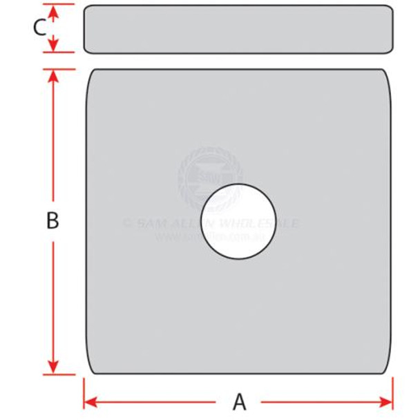 155 x 155 x 25 Anode W/- Hole