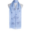 Blue Premium Star Heart Print Large Soft Lightweight All Season Scarves Shawl Wrap