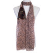 Brown Fuzzy Stripe Print Soft Light Summer Scarf SCX526