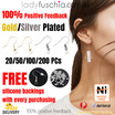 100Pcs Gold Plated  Earring Hooks, Bulk Packs, FREE Silicone Back