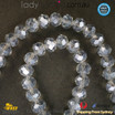 1 Strand 8mm Clear Light Grey Shine Rondelle Faceted Glass Crystal Beads 65PCS