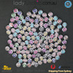 100PC 9MM Clear Round Metallic Multi Smiley Face Beads Pony Bead mixed DIY Craft