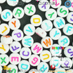 Alphabet Beads 250pc Round White Multi Letters Kids Jewellery DIY Party Mixed
