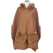 Caramel Faux Fur Hooded Open Front Free Size Winter Coat SP1232 CARAMEL