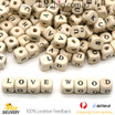 200pcs Natural Wooden Alphabet Letter Cube Beads bead mixed letters craft 10mm