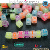 250 pc Alphabet Letter Cube Acrylic Beads bead CANDY Luminous mixed letters craft 6mm