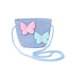 Blue Butterfly KidsStraw Bag with Strap