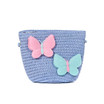 Blue Butterfly KidsStraw Bag with Strap
