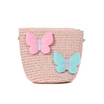 Pink Butterfly KidsStraw Bag with Strap