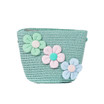 Teal Flowers Kids Straw Bag with Strap