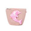 Pink Dolphin Kids Straw Bag with Strap