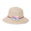 Beige Butterfly Kid's Summer Straw Sun Hat HATKS126-4 Beige Butterfly Kid's Summer Straw Sun Hat HATKS126-4