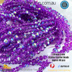 1 Strand 6mm Clear Purple AB Rondelle Faceted Glass Crystal Beads 75pcs