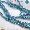 1 Strand 6mm Clear Dark-Blue AB Rondelle Faceted Glass Crystal Beads 75pcs