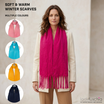 Women Classic Long Winter Scarf Plain Soft Warm Tassel Scarf Acrylic Shawl Wrap 200cm-2685