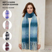 Women Plaid Winter Scarf Soft Long Tassel Scarf 50×190cm Warm Blanket Scarf Brushed Acrylic Shawl Wrap-2675