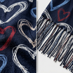Women Winter Scarf Heart Print Long Scarf Soft Warm Shawl Wrap 70×180cm Fashion Tassel Blanket Scarf Lightweight Acrylic-2620