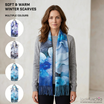 Women Winter Floral Print Scarf Soft Warm Long Shawl Wrap 70×180cm Fashion Tassel Blanket Scarf Lightweight Acrylic-2622
