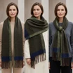 Women Winter Scarf Soft Warm Fuzzy Plaid Tassel Shawl Wrap Long Neck Scarf