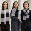 Women Winter Scarf Soft Warm Fuzzy Stripe Tassel Scarf Long Thick Cozy Shawl Wrap Acrylic Neck Scarf