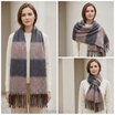 Women Winter Scarf Soft Warm Fuzzy Stripe Tassel Scarf Long Thick Cozy Shawl Wrap Acrylic Neck Scarf