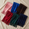 Women Winter Scarf Soft Warm Checked Tassel Shawl Wrap Oversized Plaid Blanket Scarf 60x180cm