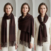 Women Winter Scarf Soft Warm Checked Tassel Shawl Wrap Oversized Plaid Blanket Scarf 60x180cm
