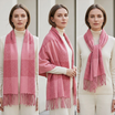 Women Winter Scarf Soft Warm Checked Tassel Shawl Wrap Oversized Plaid Blanket Scarf 60x180cm