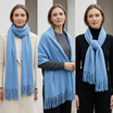 Women Winter Scarf Soft Warm Long Tassel Scarf Plain Colour Shawl Wrap Lightweight Knit 30x180cm