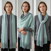Women Winter Scarf Soft Warm Long Tassel Scarf Two Tone Knit Shawl Wrap 40x180cm