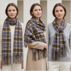 Women Winter Plaid Scarf Soft Warm Checked Tassel Shawl Wrap Thick Long Scarf 70x180cm