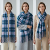 Women Winter Plaid Scarf Soft Warm Checked Tassel Shawl Wrap Thick Long Scarf 70x180cm