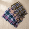 Women Winter Plaid Scarf Soft Warm Checked Tassel Shawl Wrap Thick Long Scarf 70x180cm