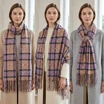 Women Winter Plaid Scarf Soft Warm Checked Tassel Shawl Wrap Thick Long Scarf 70x180cm