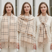 Women Winter Plaid Scarf Soft Warm Checked Shawl Wrap Long Tassel Tartan Scarf 70x190cm