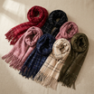 Women Winter Plaid Scarf Soft Warm Checked Shawl Wrap Long Tassel Tartan Scarf 70x190cm
