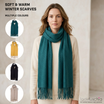 Women Oversized Winter Scarf Soft Warm Plain Tassel Shawl Wrap Thick Long Solid Colour Blanket Scarf