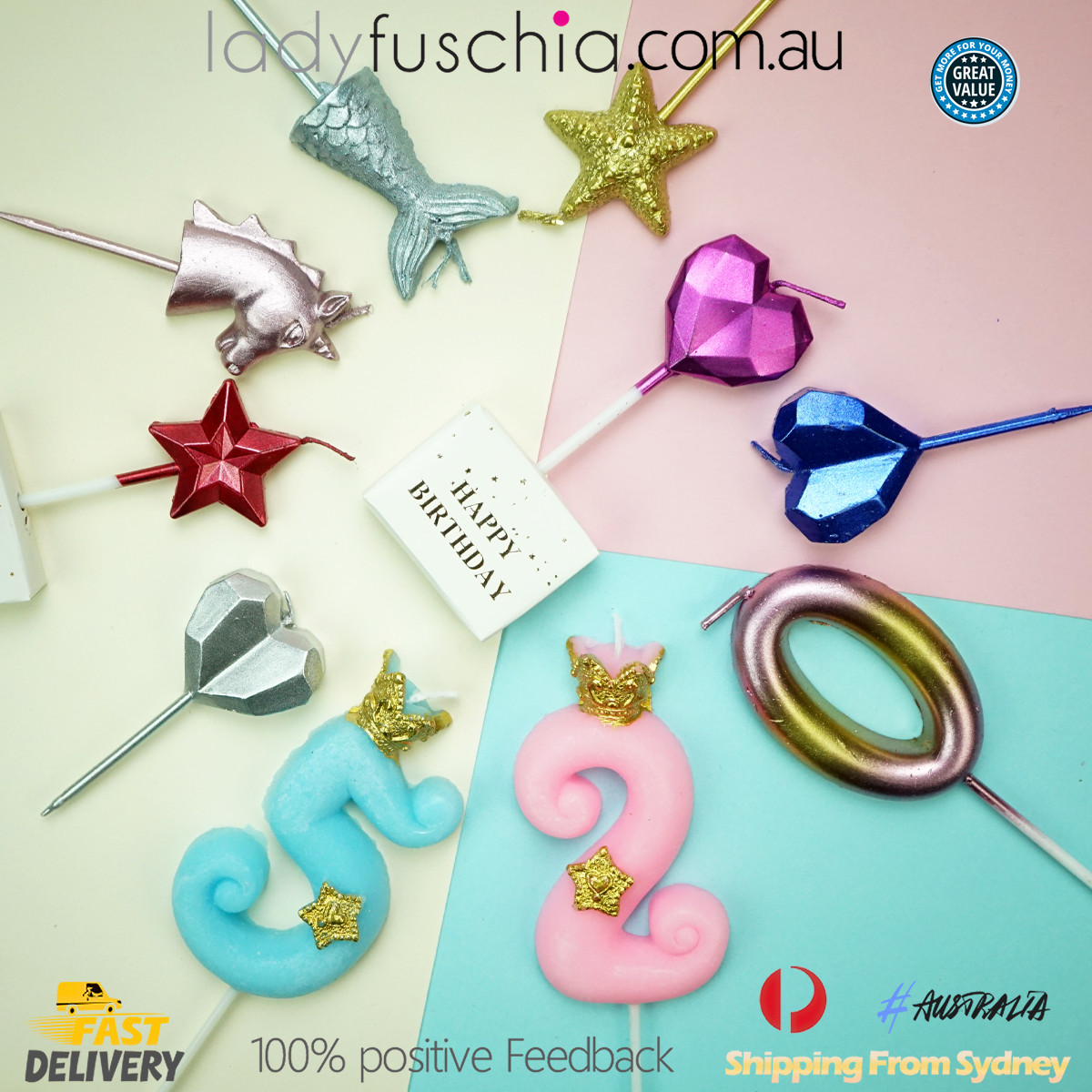 Star Heart Shell Number Shaped Glitter Birthday Wedding Candles Party