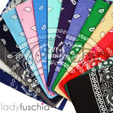 Black 100% COTTON BANDANAS Paisley Square Head Scarf BPS001