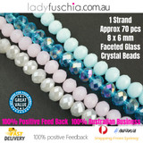 6x8mm Light Matte Blue Faceted Flat Glass Crystal Beads