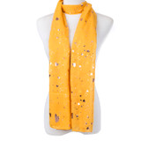 Yellow With Gold Love Hear Shape Foil Scarf SC8746