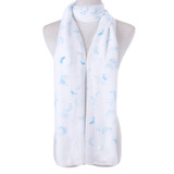 White&Blue Sea Animal Dolphin Print Scarf SC8773