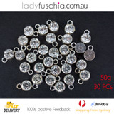 50G X Rhinestone Silver Plated Diamond Spacer Dangle Charms