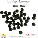 50PCs 15mm Black Round Shape Plastic Acrylic Bead Make Your Own Jewellery Craft