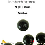 50PCs 15mm Black Round Shape Plastic Acrylic Bead Make Your Own Jewellery Craft