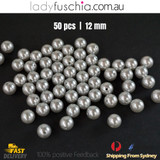 50PCs 12mm Grey Round Shape Plastic Acrylic Bead Make Your Own Jewellery Craft