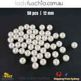  50PCs 12mm White Round Shape Plastic Acrylic Bead Make Your Own Jewellery Craft