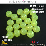 20PCs 15mm Yellow Round Shape Plastic Acrylic Bead Make Your Own Jewellery Craft